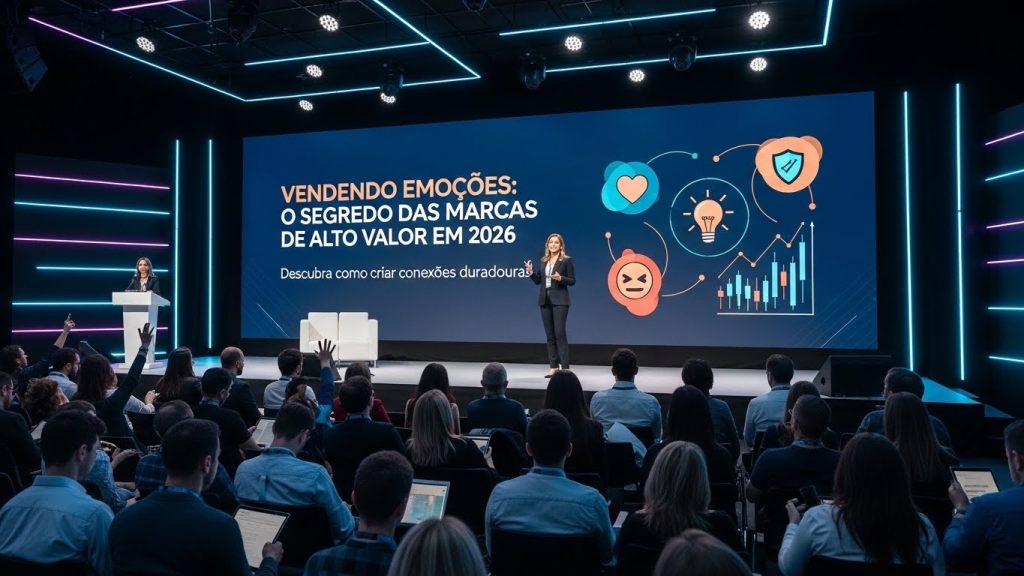 Representação visual de conexões neurais iluminadas em roxo e verde, simbolizando a conexão emocional de marca.