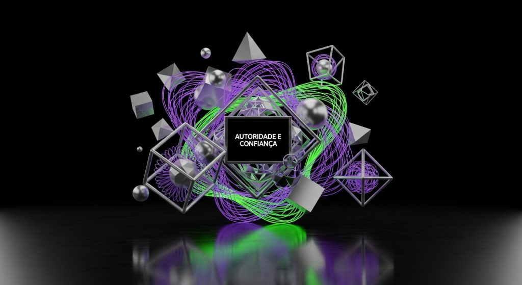 Um monumento digital em forma de logo Mordoomize brilhando intensamente em um ambiente futurista.
